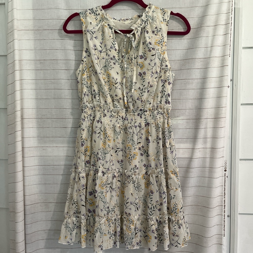 Blu Pepper Cream Sleeveless V-Neck Sundress